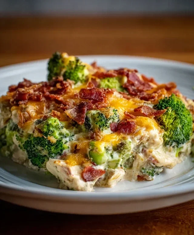 Creamy Low Carb Chicken Casserole with Broccoli and Beef Beef Bacon