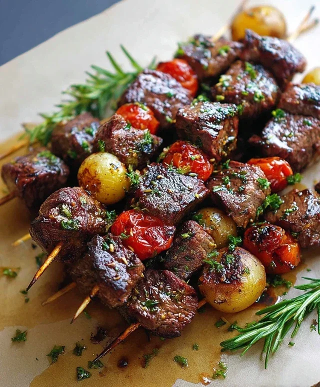Rosemary Garlic Steak Kebabs