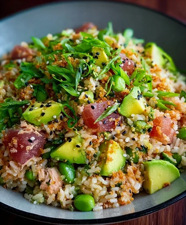 Tuna Avocado Crispy Rice Salad