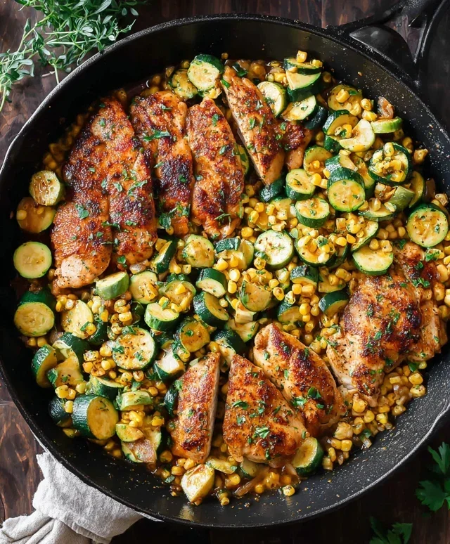 Garlic Butter Chicken with Zucchini and Corn - One-Pan, 30-Minute Meal