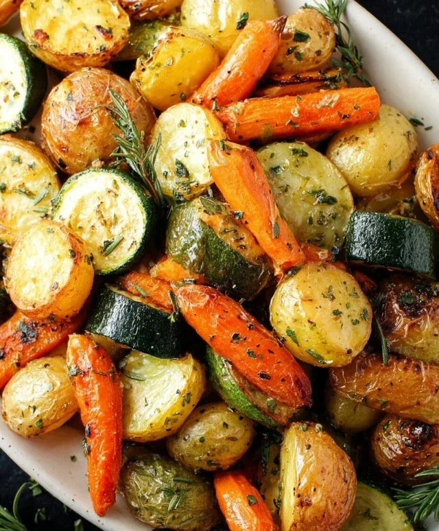 Garlic Herb Roasted Potatoes Carrots and Zucchini