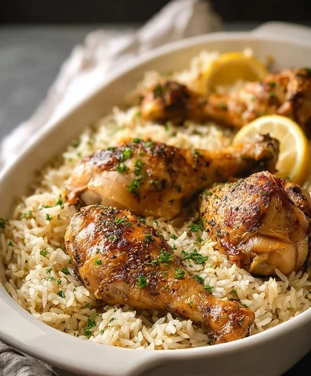 Baked Chicken Legs and Rice