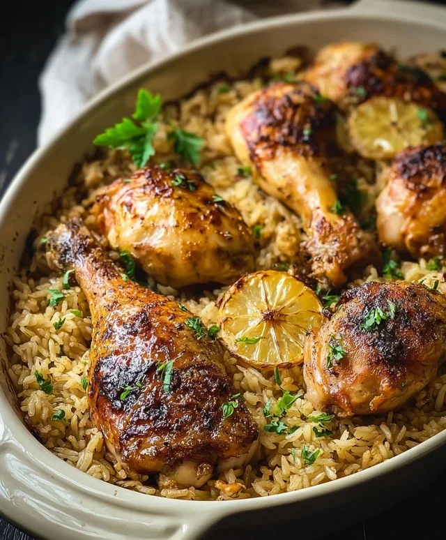 Baked Chicken Legs and Rice