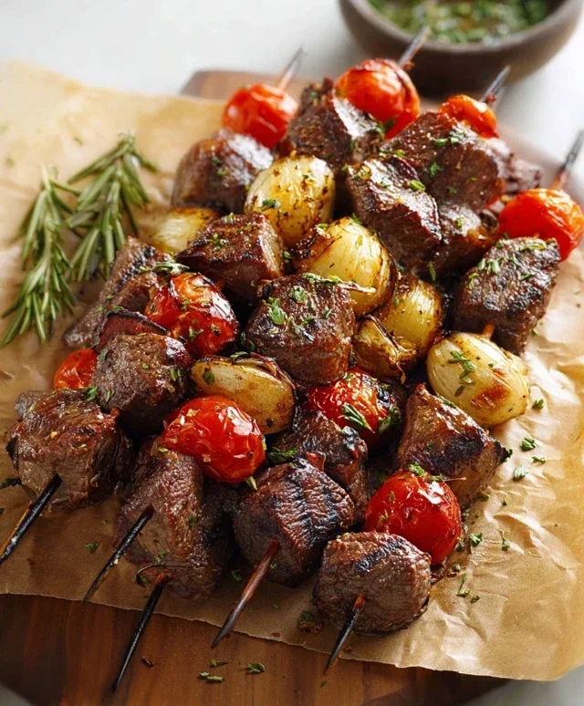 Rosemary Garlic Steak Kebabs
