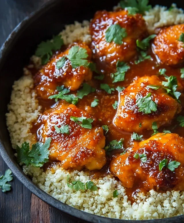 Sweet and Sticky 3 Ingredient Apricot Chicken with Cauliflower Rice