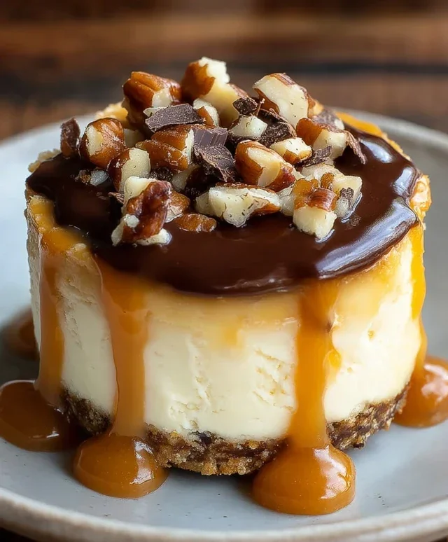 No Bake Turtle Mini Cheesecakes