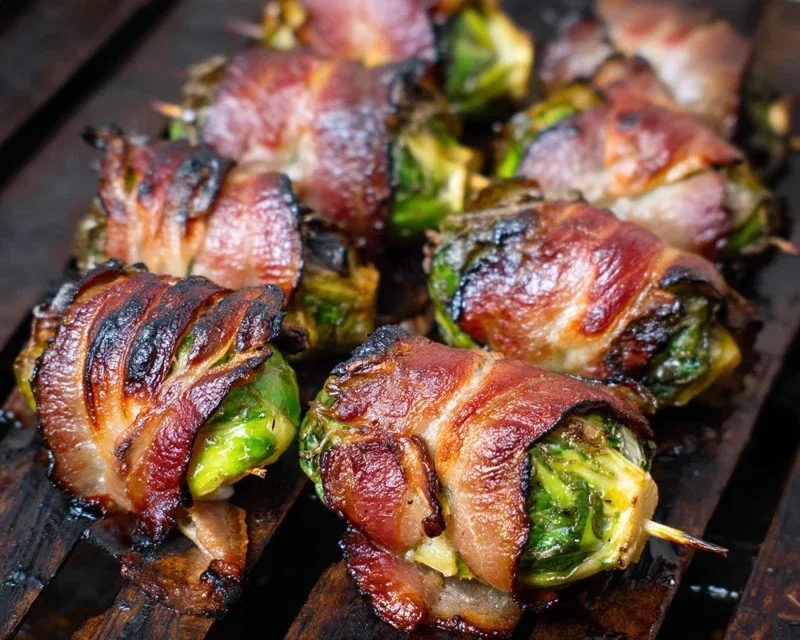 Grilled Beef Beef Bacon Wrapped Brussels Sprouts