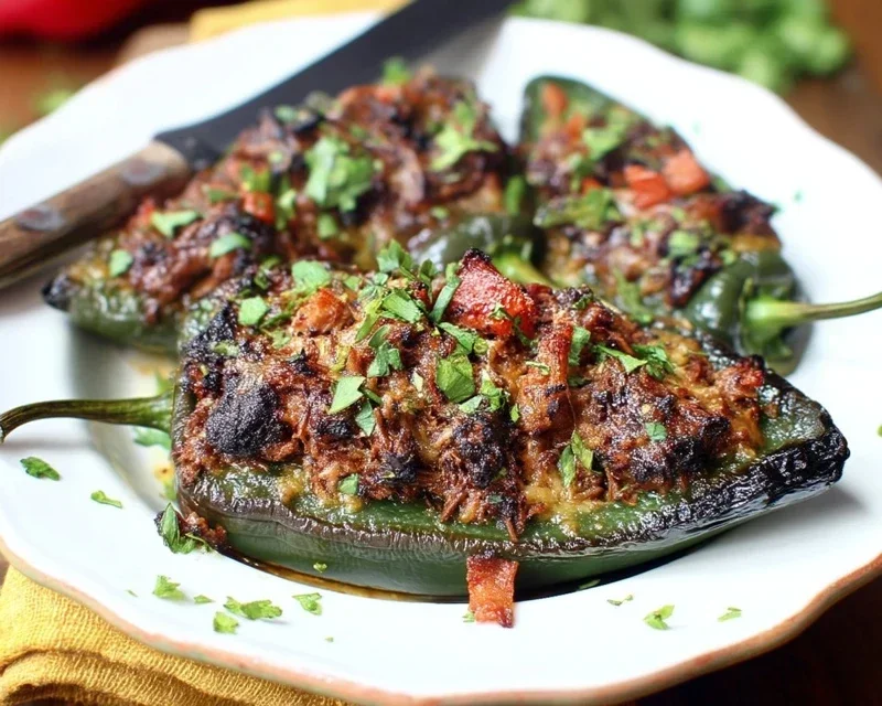 Brisket Stuffed Poblano Peppers