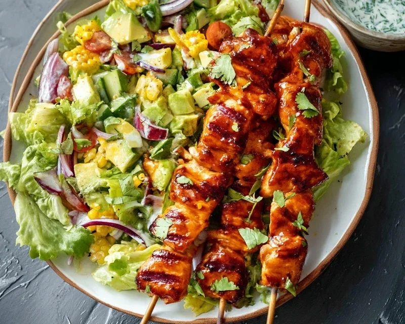 BBQ Chicken Skewer Salad