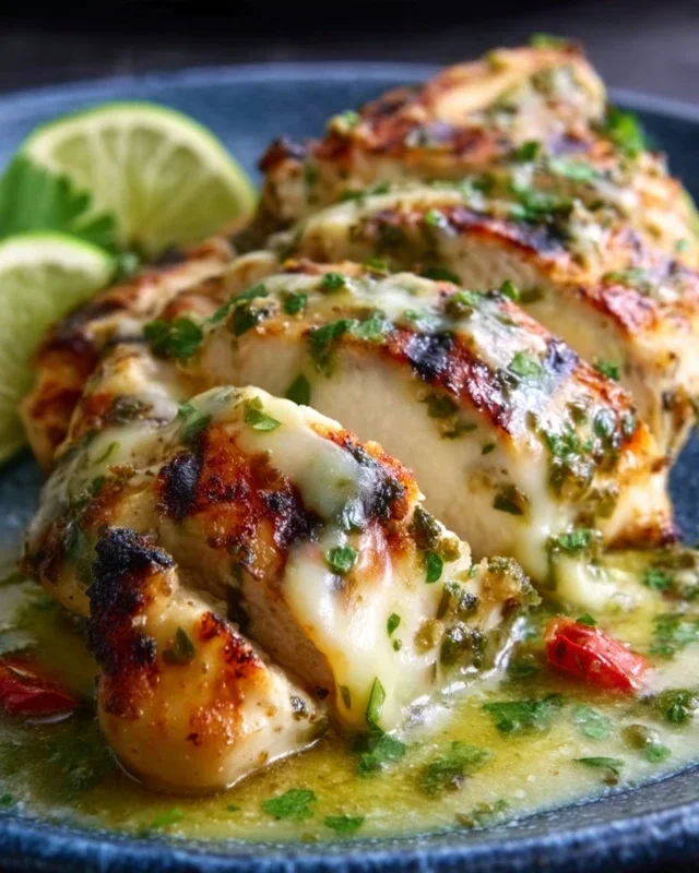 Grilled Salsa Verde Pepper Jack Chicken