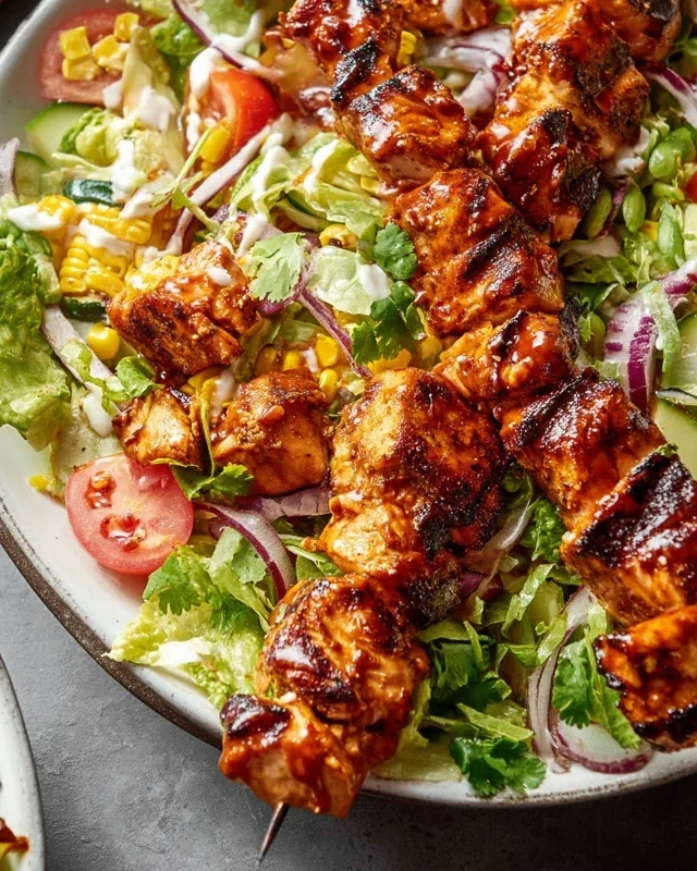 BBQ Chicken Skewer Salad