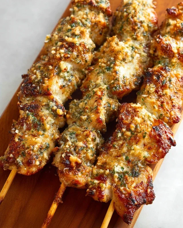 Ranch Garlic Parmesan Chicken Skewers