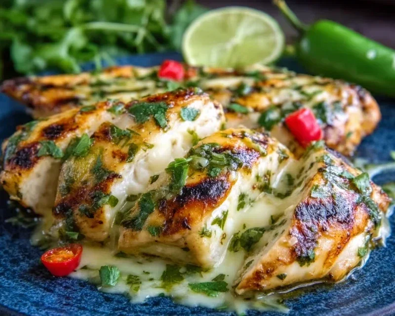 Grilled Salsa Verde Chicken with Pepper Jack