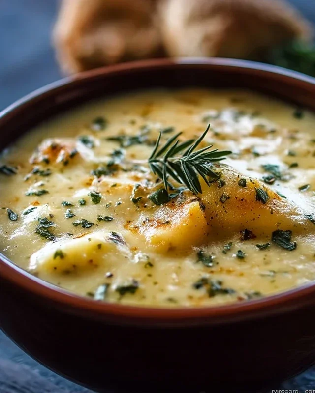 Hearty Cheddar Garlic Herb Potato Soup Recipe