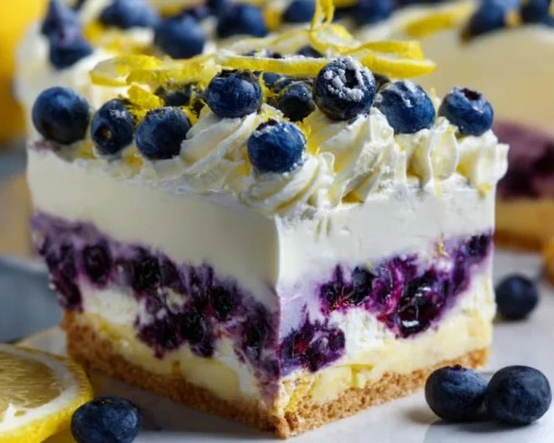 No-Bake Lemon dazzling Blueberry cream Cake