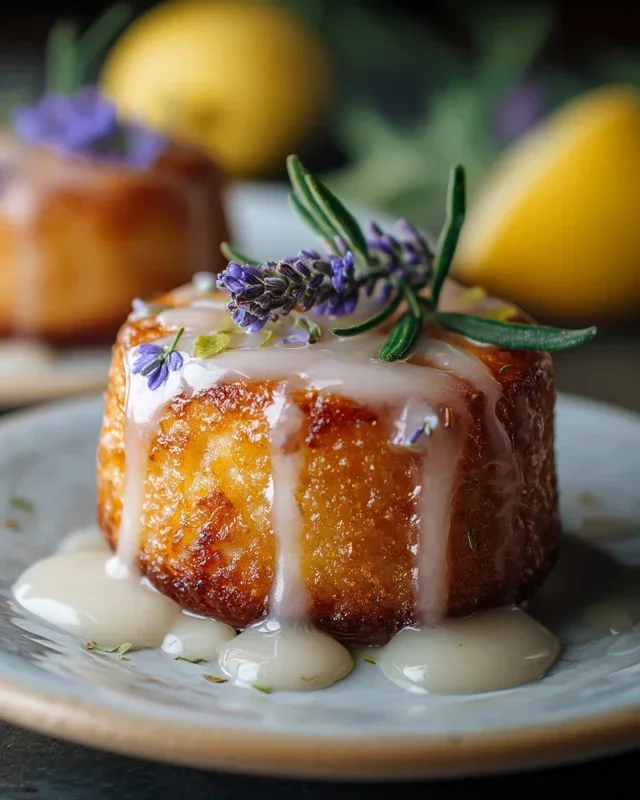 Mini Lemon Cakes With Lavender Glaze