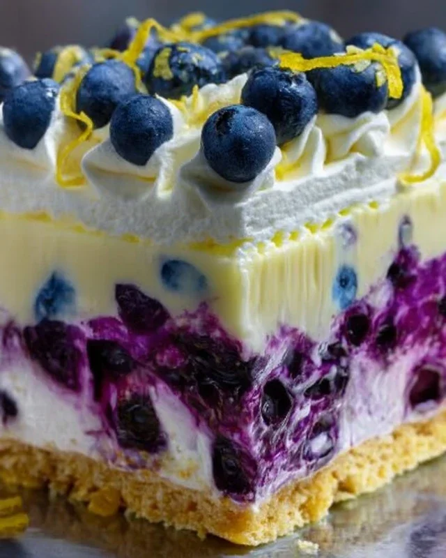 No-Bake Lemon dazzling Blueberry cream Cake