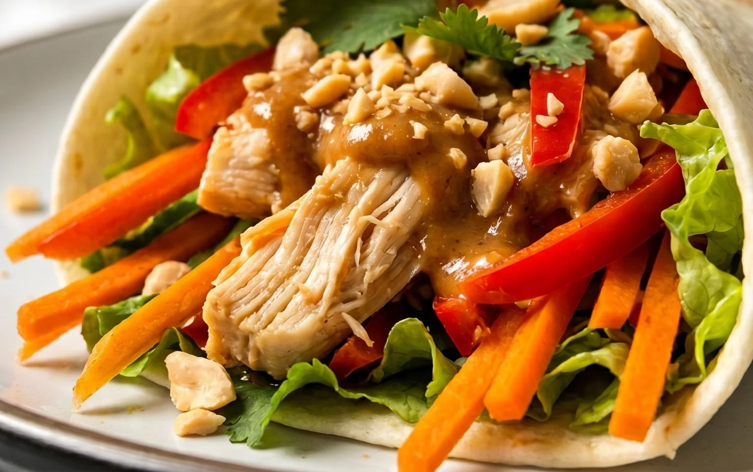 Thai Peanut Chicken Wraps