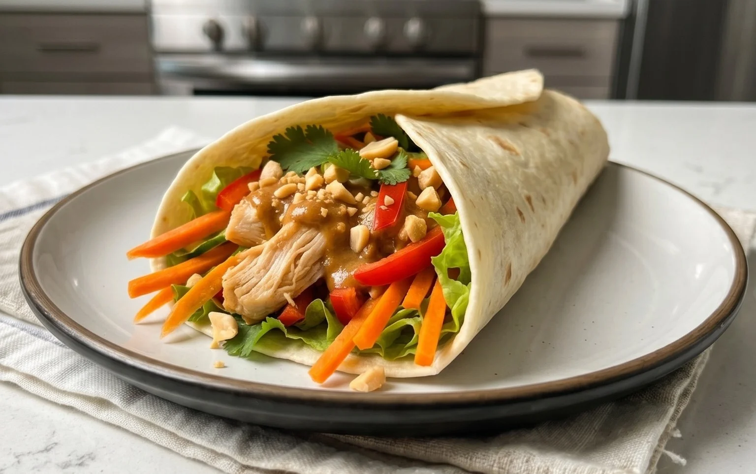 Thai Peanut Chicken Wraps