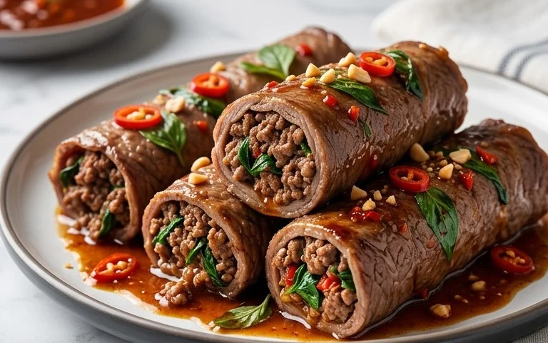 Thai Basil Beef Rolls