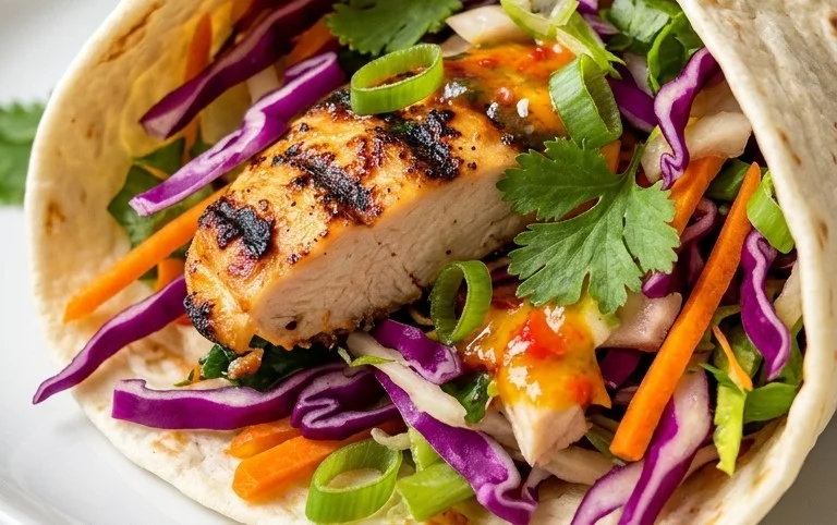 Thai Chicken Wrap with Crunchy Asian Slaw