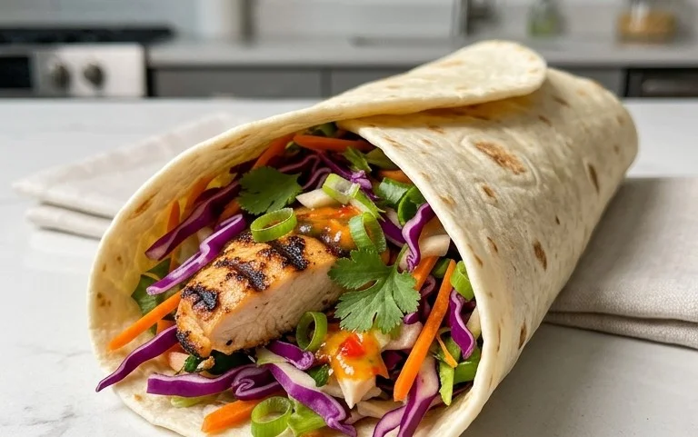 Thai Chicken Wrap with Crunchy Asian Slaw