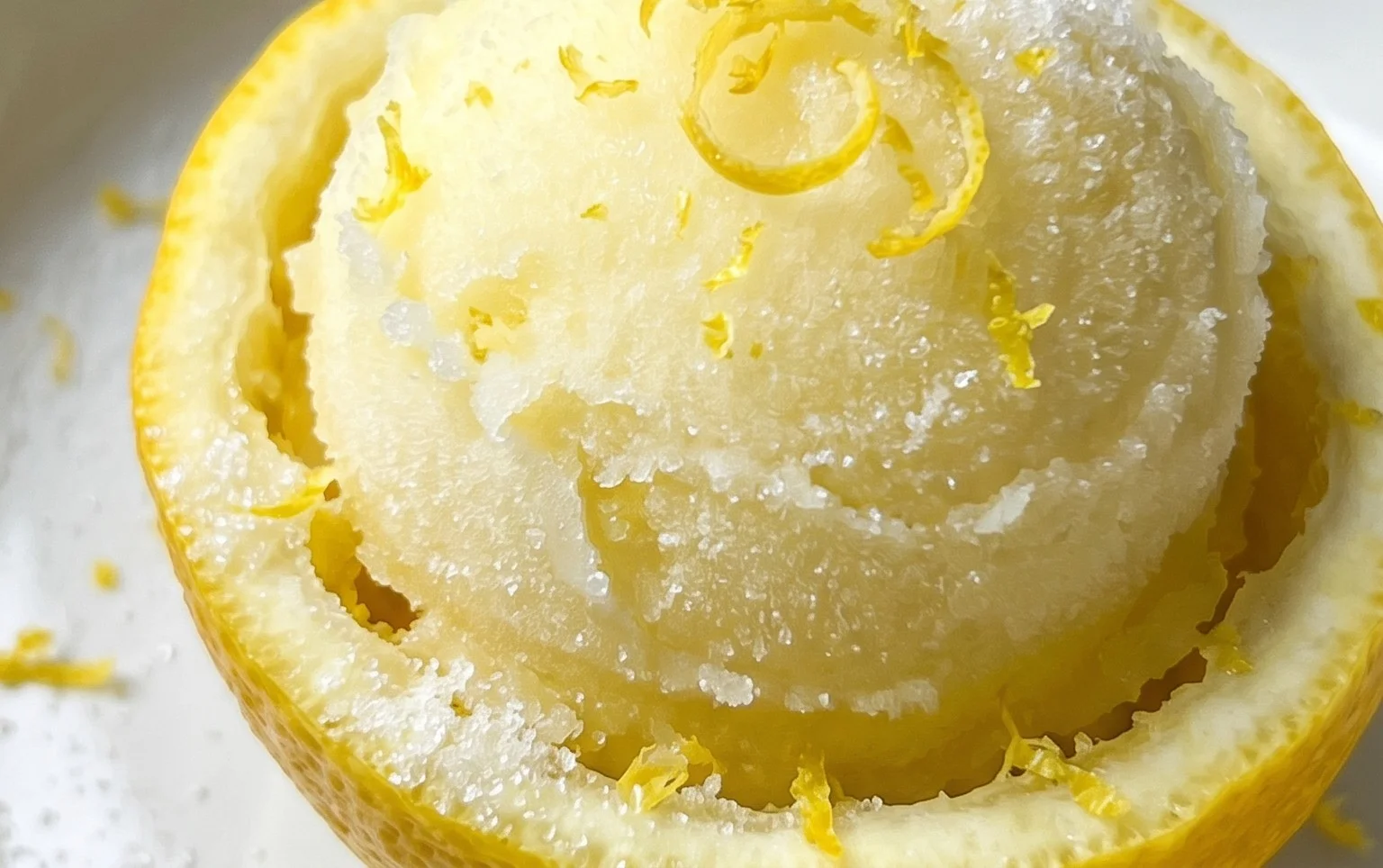 Sorbetto di Limone Dressed Up in a Frozen Lemon Shell