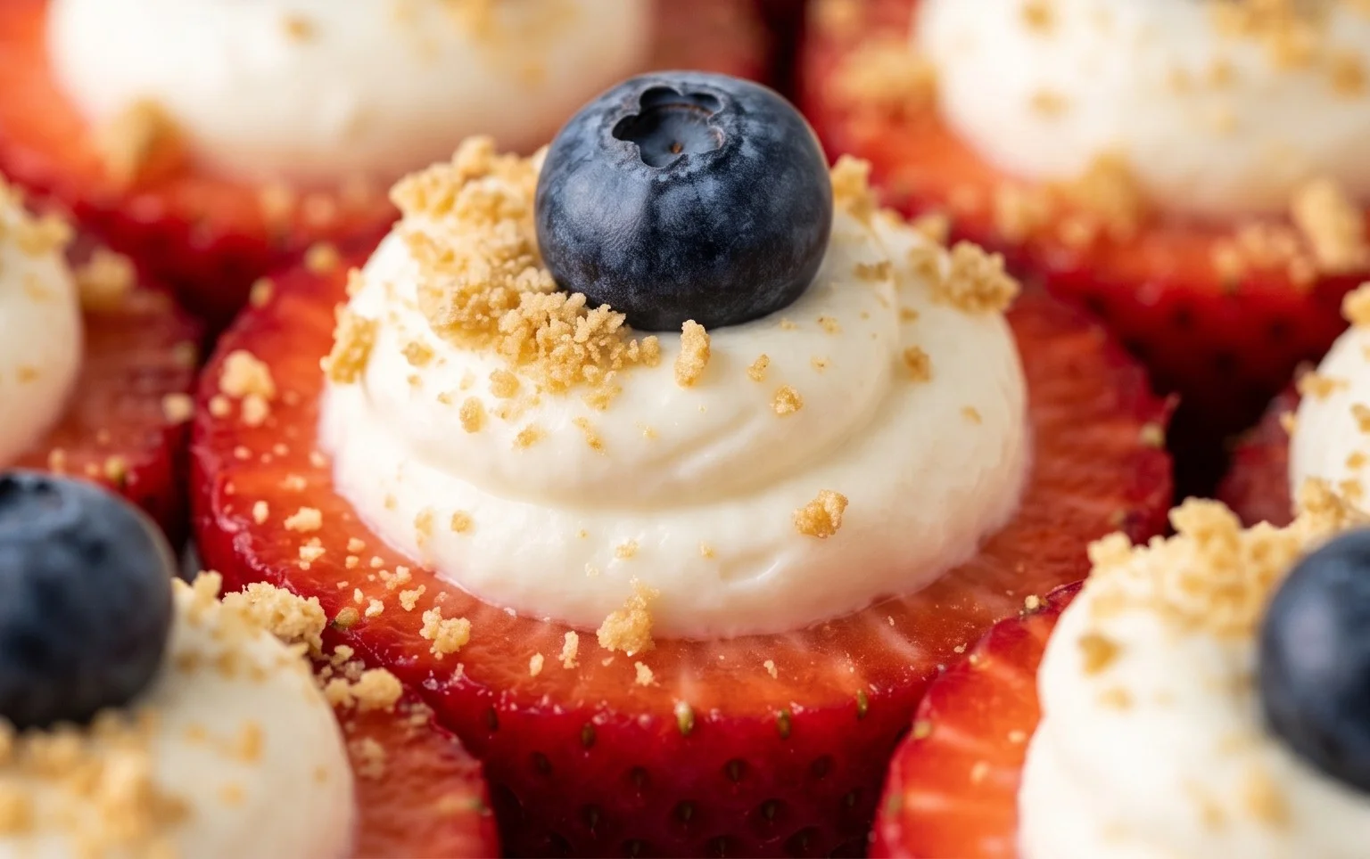 Red, White, and Blue Cheesecake Strawberries