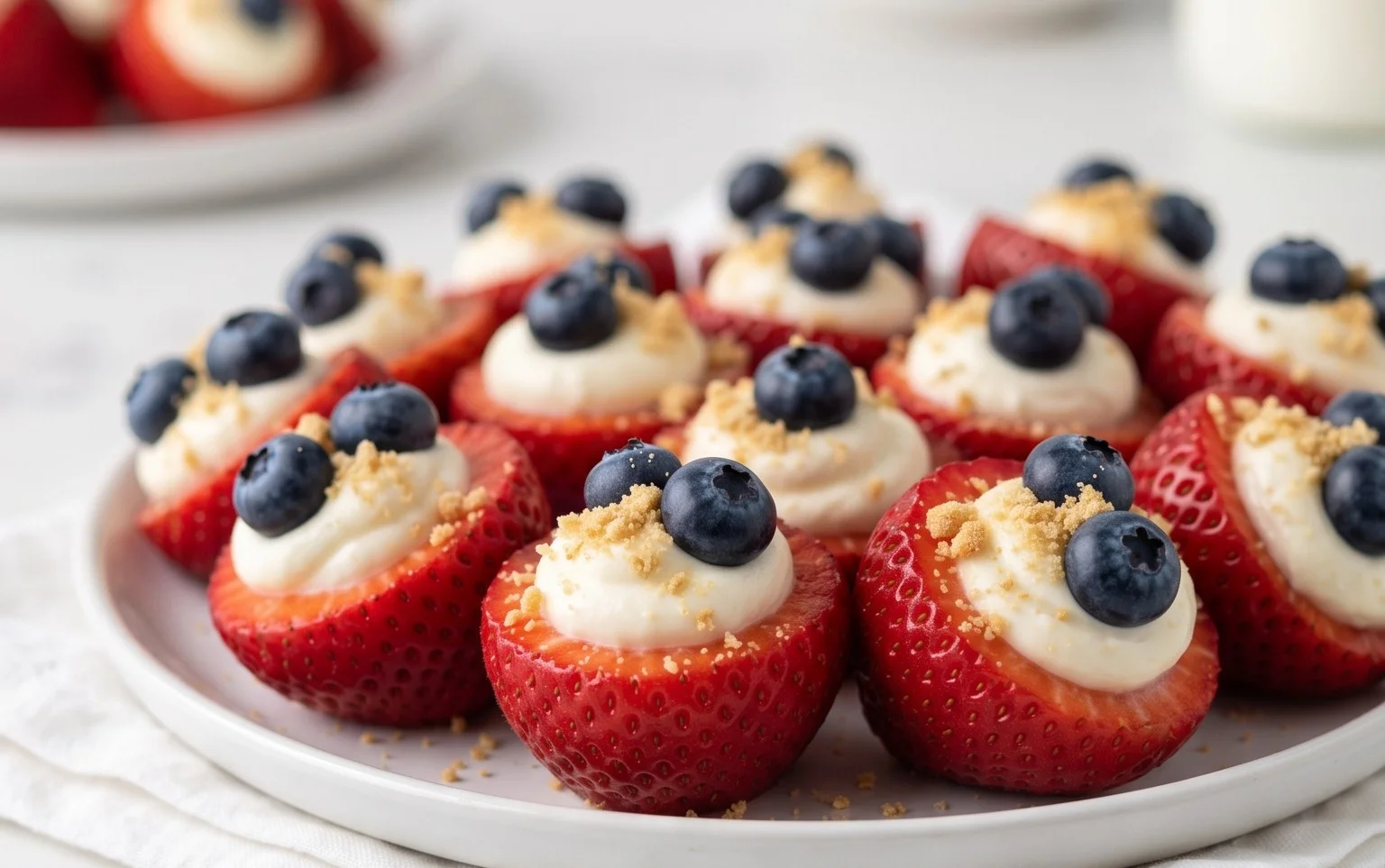 Red, White, and Blue Cheesecake Strawberries
