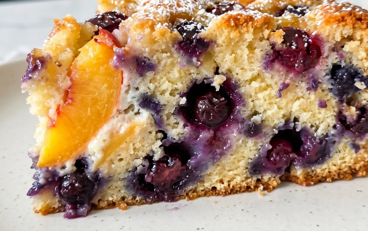Peach and Blueberry Greek Yogurt Cake