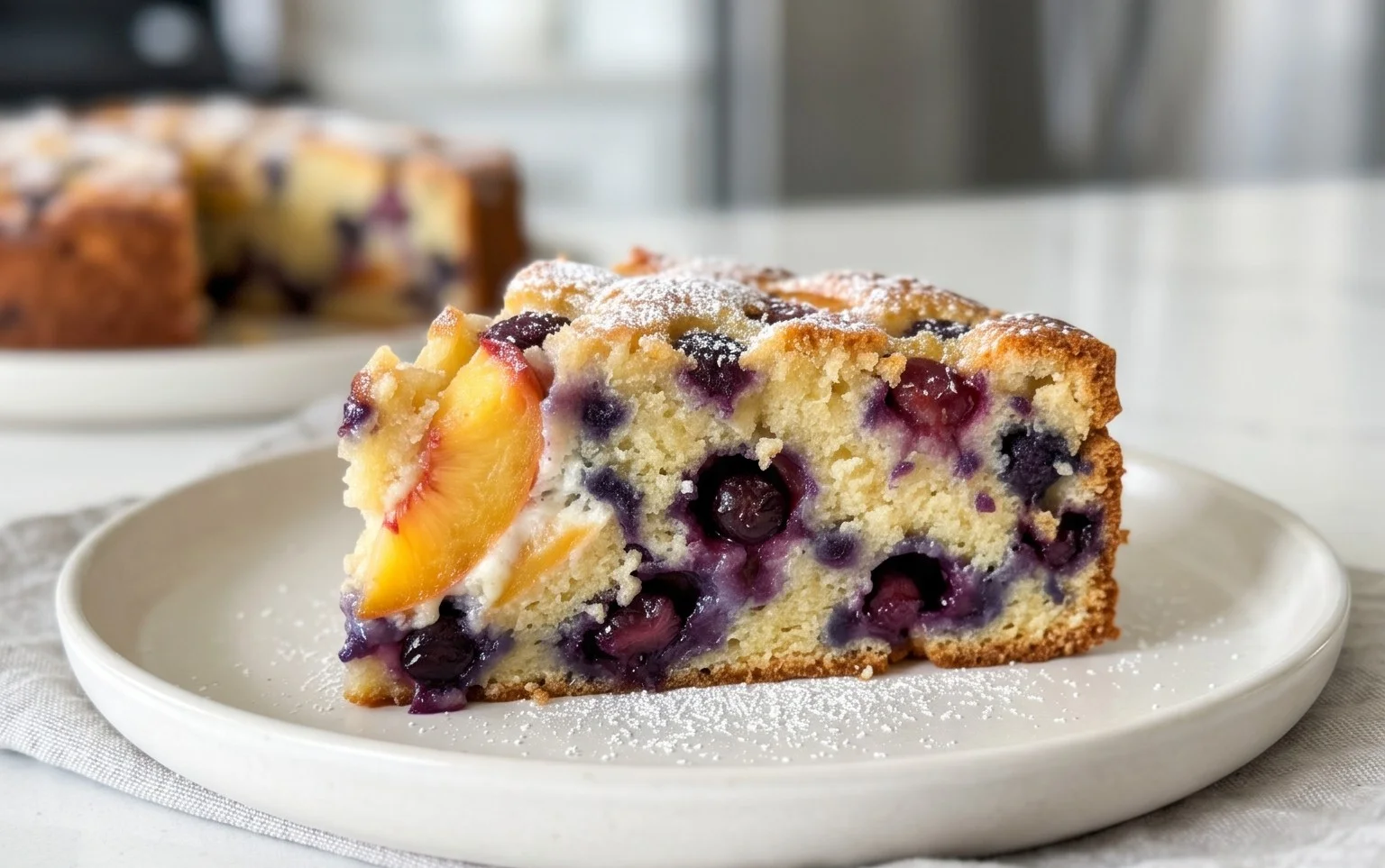 Peach and Blueberry Greek Yogurt Cake