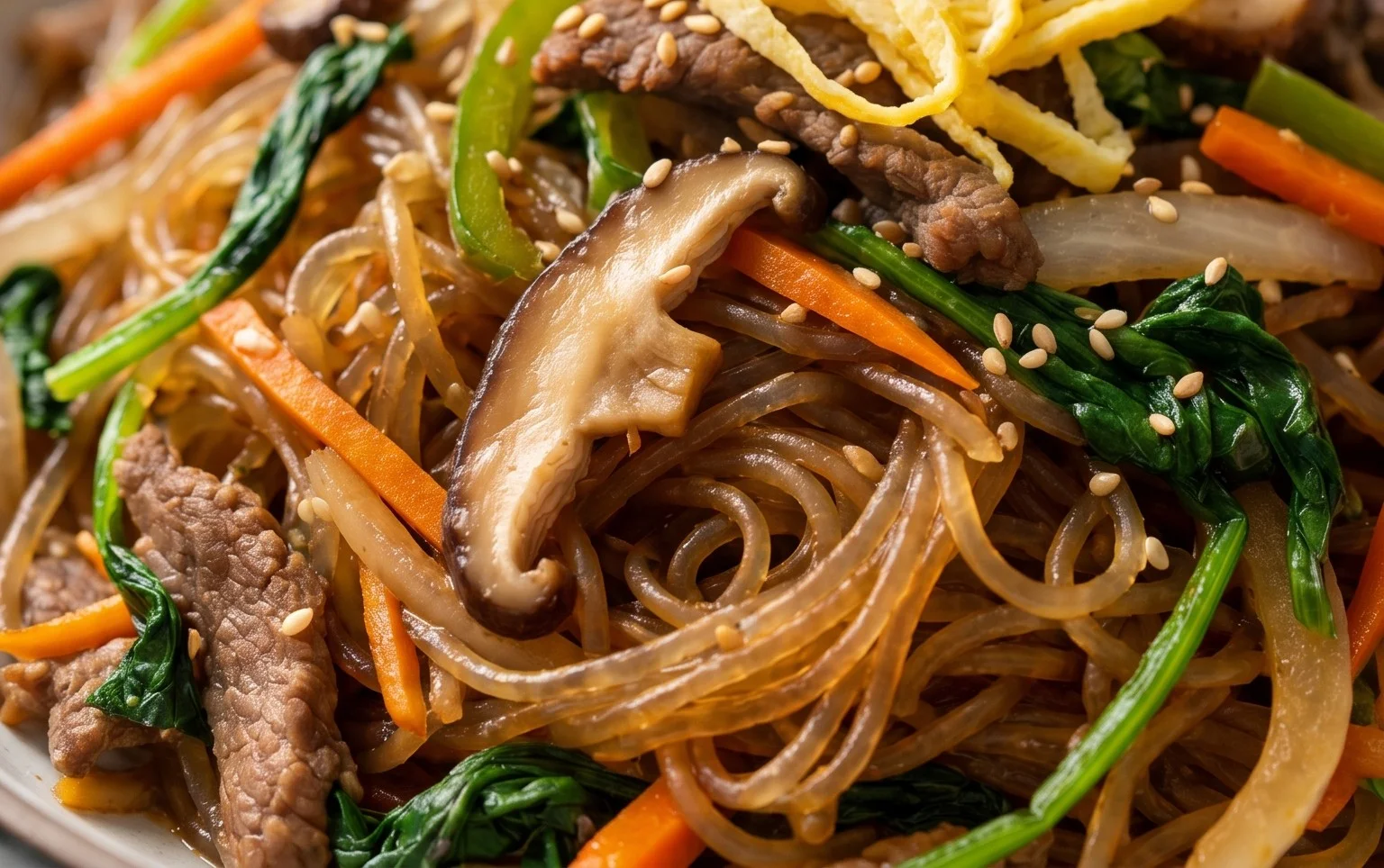Japchae (Korean Glass Noodle Stir Fry)