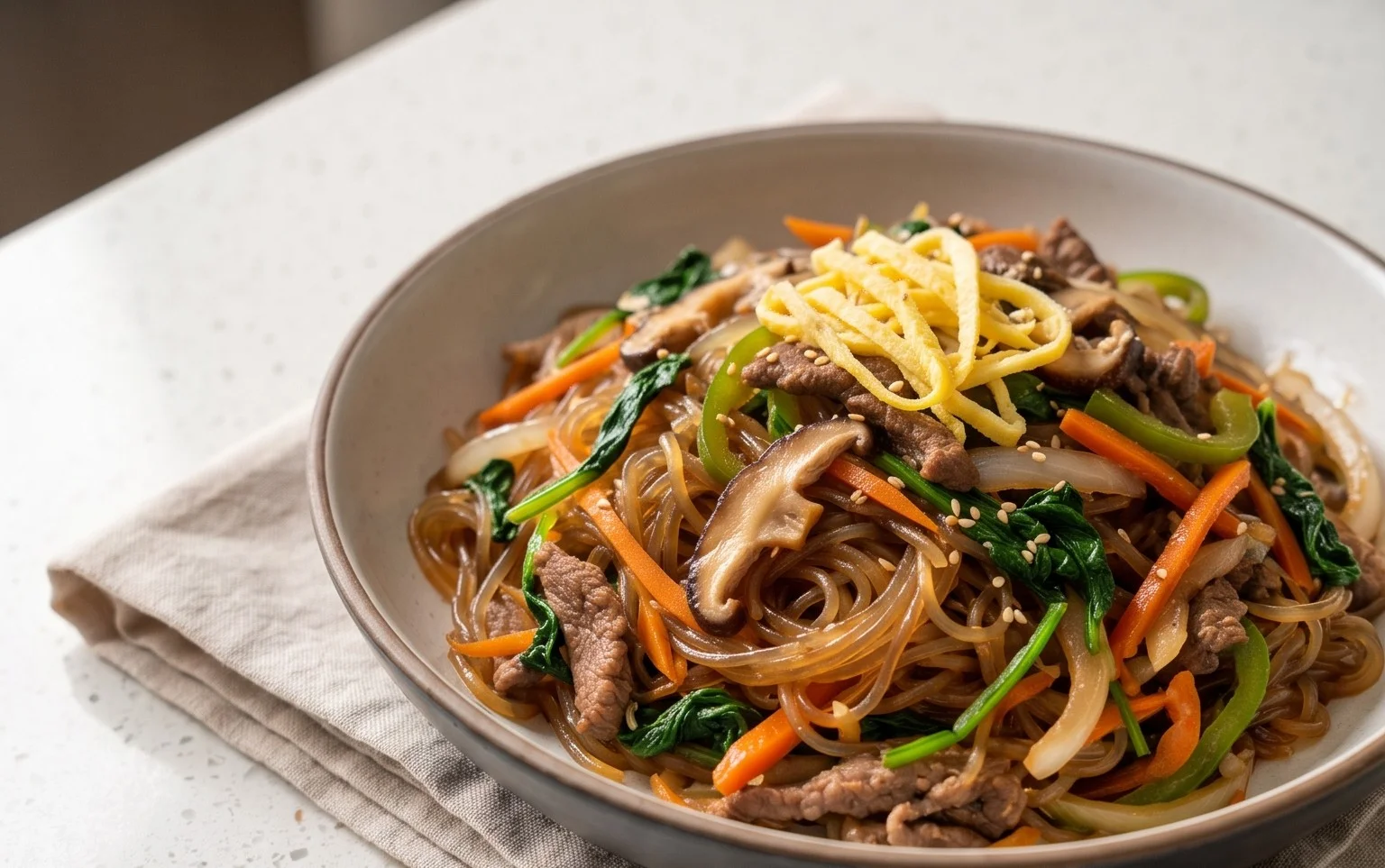 Japchae (Korean Glass Noodle Stir Fry)
