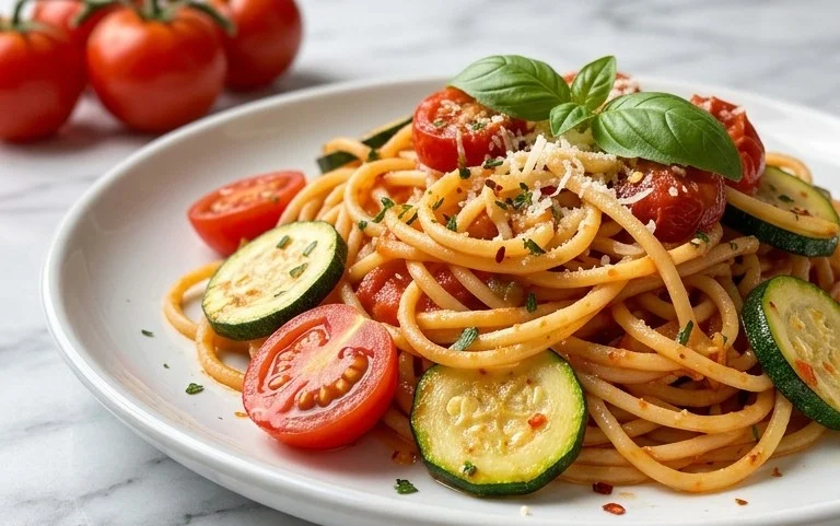 Healthy Tomato Zucchini Pasta