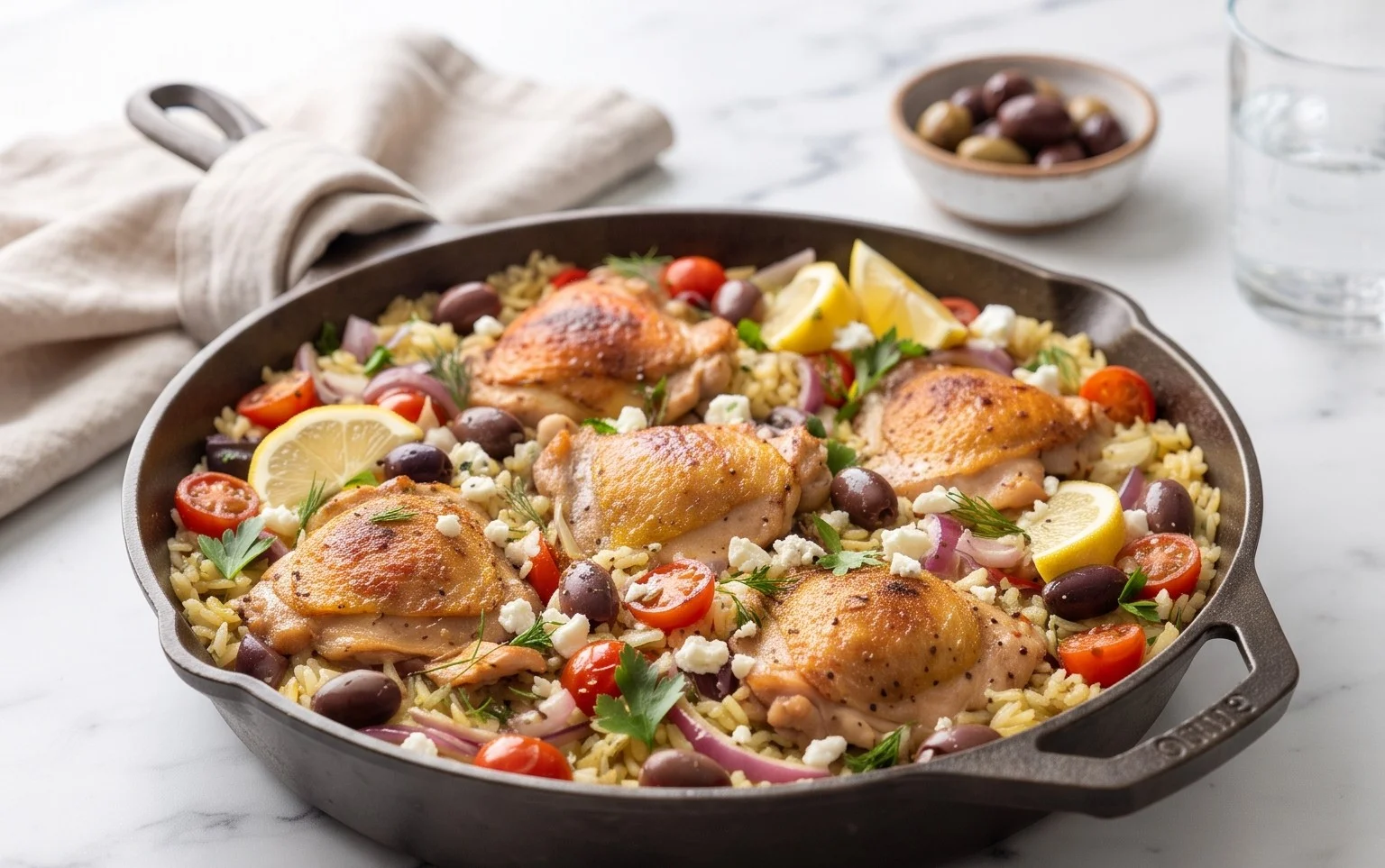 Greek Chicken and Lemon Rice (30 Minutes, One-Pot)