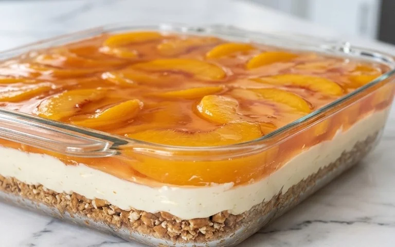 Peach Pretzel Salad Dessert