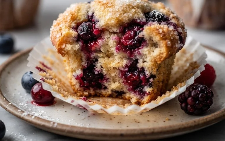 Bakery Style Mixed Berry Muffins | with Frozen Berries