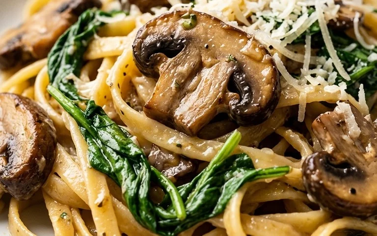 Parmesan Spinach Mushroom Pasta Skillet