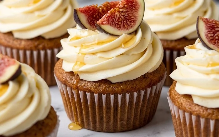 Fig Cupcakes with Honey Cream Cheese Frosting