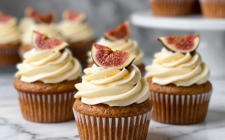 Fig Cupcakes with Honey Cream Cheese Frosting