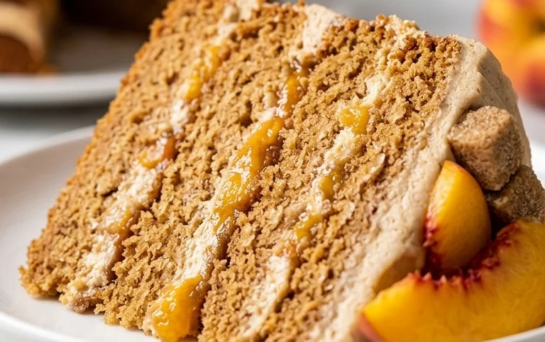 Brown Sugar Layer Cake with Peach Filling