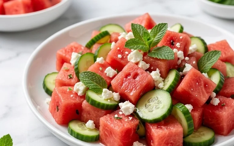 Watermelon Salad with Cucumber and Feta